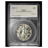 1941-S WALKING LIBERTY 50C SEGS GEM BU