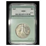 1947 WALKING LIBERTY 50C NTC GEM BU