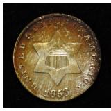 1853 3 CENT PIECE AU/BU