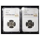 (2) 1952-S JEFFERSON NICKELS NGC MS 66