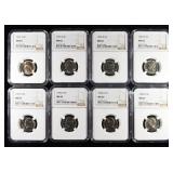 (8) NGC MS65 GRADED JEFFERSON NICKELS