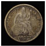 1887 SEATED LIBERTY DIME FINE