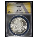 1884-CC MORGAN DOLLAR ANACS MS 64