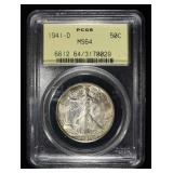 1941-D WALKING LIBERTY HALF PCGS MS-64 OGH