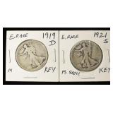 1919-D & 1921-S WALKING LIBERTY HALF DOLLARS