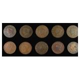 10 LARGE CENTS MIXED DATES