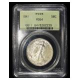 1941 WALKING LIBERTY HALF PCGS MS-64 OGH