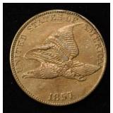 1857 FLYING EAGLE CENT AU/BU