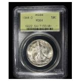 1944-D WALKING LIBERTY HALF PCGS MS-64 OGH