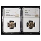 (2) 1950-D JEFFERSON NICKELS NGC MS 66