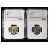 (2) 1944-D JEFFERSON NICKELS NGC MS 66
