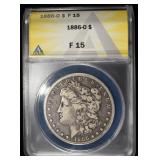 1886-O MORGAN DOLLAR ANACS F15