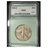 1946-D WALKING LIBERTY 50C NTC SUPERB GEM BU