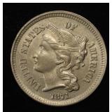 1871 3 CENT NICKEL BU