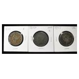 1842 G, 1847 VG & 1849 F BRAIDED HAIR LARGE CENT