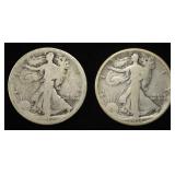 (2) 1917-S WALKING LIBERTY HALF DOLLAR OBV