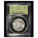 1945 WALKING LIBERTY HALF PCGS MS-64 OGH