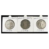 1944, 1946, 1947 WALKING LIBERTY HALF DOLLARS