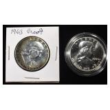 1960 & 1963 FRANKLIN HALF DOLLARS PROOF