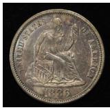 1886 SEATED LIBERTY DIME BU TONED
