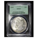 1887 MORGAN DOLLAR PCGS MS-64 OGH