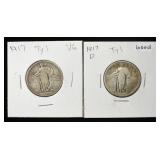 1917-P&D TYPE 1 STANDING LIBERTY QUARTER