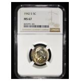 1942-S JEFFERSON NICKEL NGC MS 67