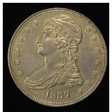 1837 REEDED EDGE BUST HALF DOLLAR BU