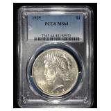 1925 PEACE DOLLAR PCGS MS-64