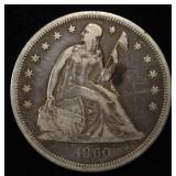 1860-O SEATED LIBERTY DOLLAR VF SCRATCH