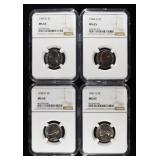 (4) NGC MS65 GRADED JEFFERSON NICKELS