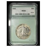 1942 WALKING LIBERTY 50C NTC SUPERB GEM BU