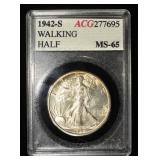 1942-S WALKING LIBERTY 50C ACG GEM BU