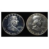 (2) 90% SILVER 1960 FRANKLIN HALF DOLLARS PROOF BU