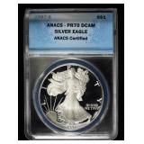 1987-S AMERICAN SILVER EAGLE ANACS PR70
