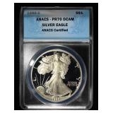 1988-S AMERICAN SILVER EAGLE ANACS PR70