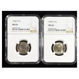 (2) 1944-P JEFFERSON NICKELS NGC MS 66