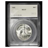 1945 WALKING LIBERTY 50C SEGS SUPERB GEM BU