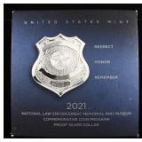 2021 NATIONAL LAW ENFORCEMENT PR 0.999 SILVER $1