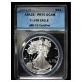 2001-W AMERICAN SILVER EAGLE ANACS PR70