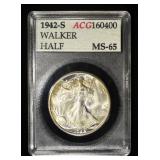 1942-S WALKING LIBERTY 50C ACG GEM BU