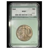 1944 WALKING LIBERTY 50C NTC SUPERB GEM BU