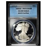 1991-S AMERICAN SILVER EAGLE ANACS PR70