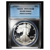 1989-S AMERICAN SILVER EAGLE ANACS PR70