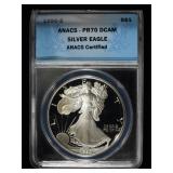1990-S AMERICAN SILVER EAGLE ANACS PR70