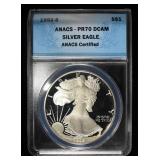 1992-S AMERICAN SILVER EAGLE ANACS PR70