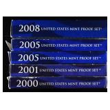 2000, 2001, 2008 & (2) 2005 US MINT PROOF SETS