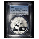 2014 PANDA 1 OZ .999 SILVER ROUND PCGS MS70