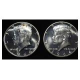 (2) 90% SILVER 1964 KENNEDY HALF DOLLARS PROOF BU
