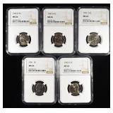 (5) NGC GRADED JEFFERSON NICKELS